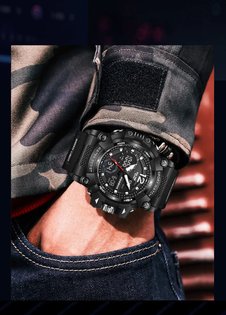 LIGE Fashion Sport Watches Men Shock Resistant 50M Waterproof Wristwatch LED Alarm Multi-function Watch Clock Military Men Watch