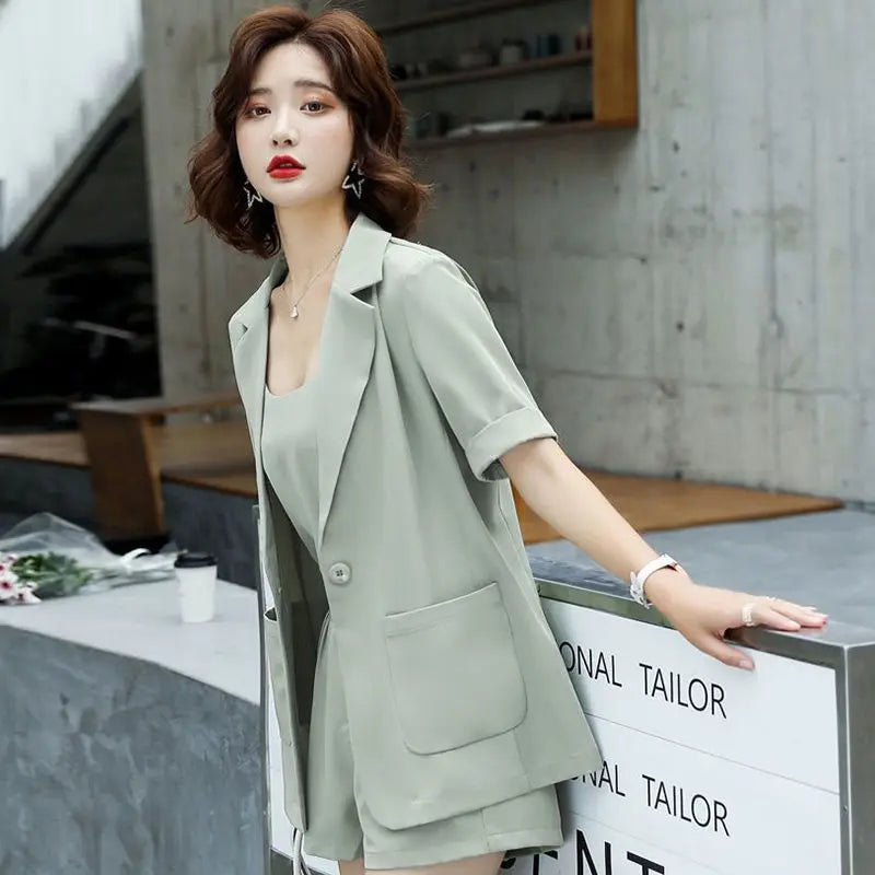 Set of Two Fashion Pieces for Women New In 2 Piece Outfits 2025 Summer Shorts Blazer Suits Elegant Cheap Women's Matching Sets