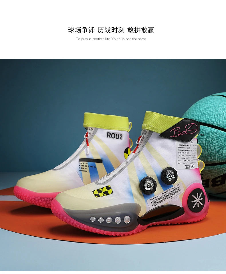 Men's Basketball Shoes Breathable Cushioning Non-Slip Wearable Runing Shoes Gym Training Athletic Basketball Sneakers for Women