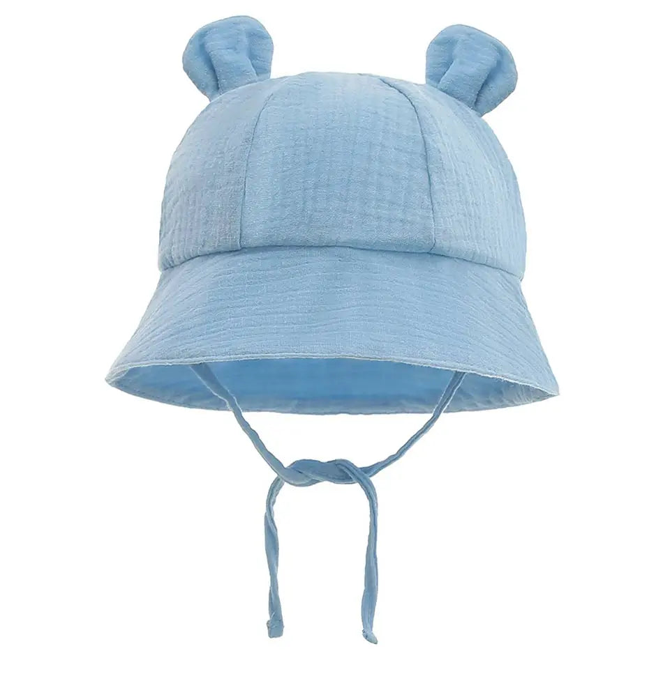 Soft Cotton Baby Sun Hat With Ears Cute Bunny Newborn Boys Girls Bucket Hat Summer Kids Toddler Panama Cap 0 to 12 Months