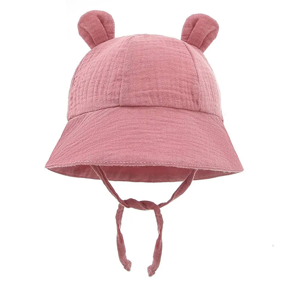 Soft Cotton Baby Sun Hat With Ears Cute Bunny Newborn Boys Girls Bucket Hat Summer Kids Toddler Panama Cap 0 to 12 Months