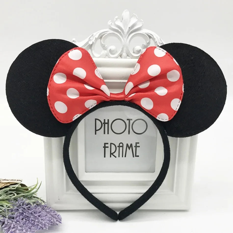 3/6/12pcs/lot Girls Mouse Ears Solid Bow Ears Headband for Birthday Party Supplies and Mouse Themed Costume Cosplay Decoration