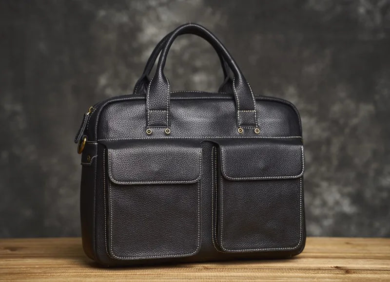 Men's Handbag for Men Genuine Leather Top Grain Leather Large Capacity Laptop Bag Business Document Briefcase Luxury Purse