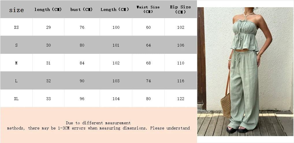 2 piece sets woman outfits，New women's casual two-piece lace up top and pants