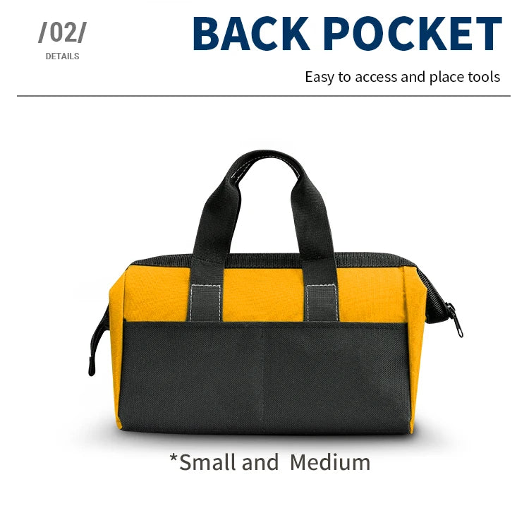 Tool Bag for Men, Heavy Duty Tool Bag Wide Mouth Tote for Various Instrument, Electrician Carpenter Mechanic(Yellow)