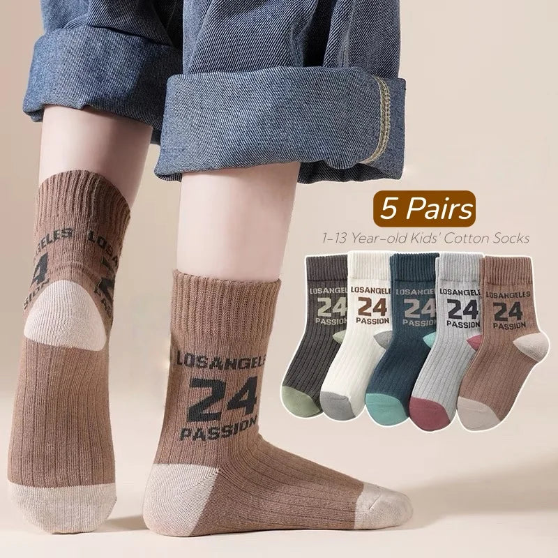 GreenC Summer Calf Socks 5 Pairs Children's Socks Boys Spring Cotton Socks Baby Child 1-14T Kids  Sport Sock