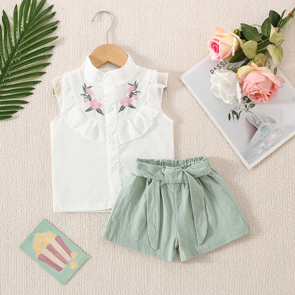 Little Blossom Floral Embroidered Cotton Set for Baby Girls 🌸