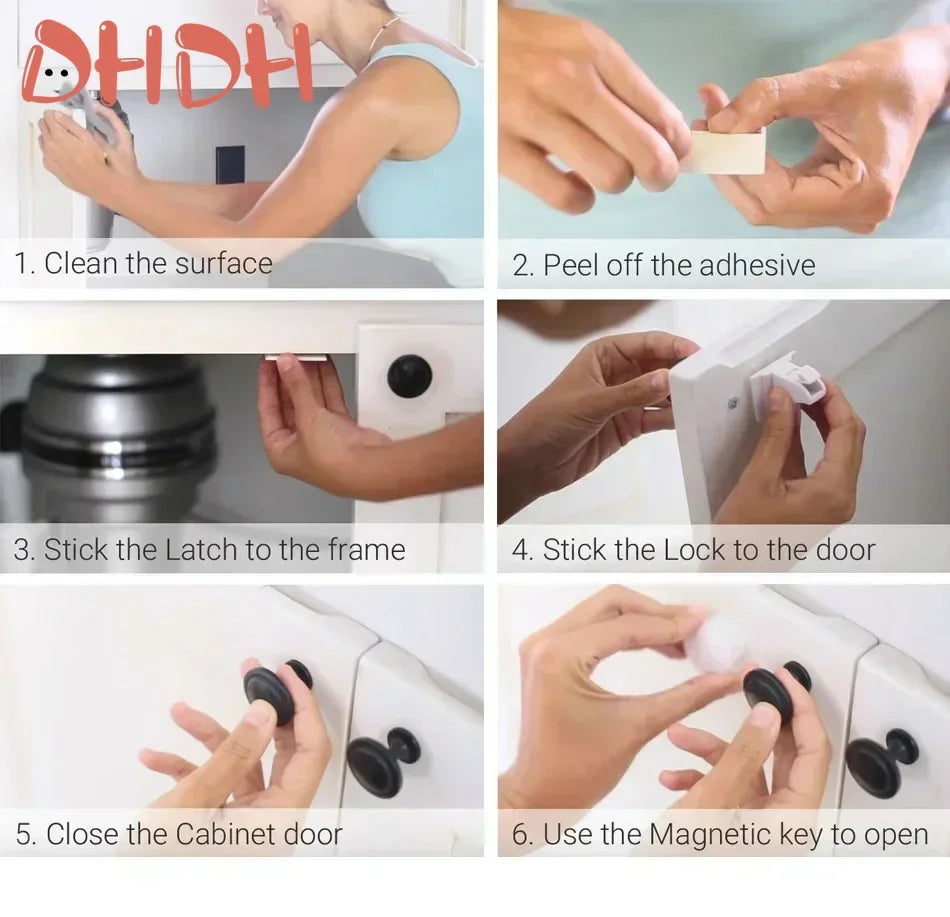 Magnetic Baby Safety Lock Children Protection Invisible Drawer Latch Cabinet Door Lock Limiter Children Security