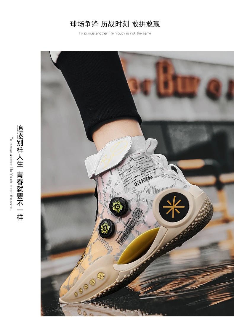 Men's Basketball Shoes Breathable Cushioning Non-Slip Wearable Runing Shoes Gym Training Athletic Basketball Sneakers for Women