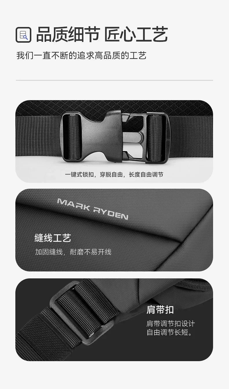 Mark Ryden Men's handbag Man Belt Pouch Sports  Casual Cycling Small Waist Pack Crossbody Bag Shoulder Bag Men's Crossbody Chest