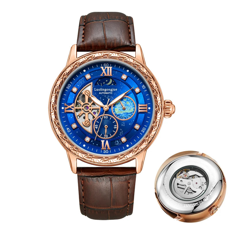 Luxurious Men's Business Automatic Mechanical Watch, with a Skeleton Design, Stylish, Casual, Simple, Versatile, and Multifunctional, a Handsome Watch for Men That Combines Luxury and Fashion, Perfect as a Gift during Holiday