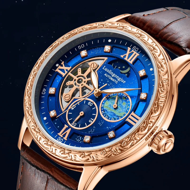 Luxurious Men's Business Automatic Mechanical Watch, with a Skeleton Design, Stylish, Casual, Simple, Versatile, and Multifunctional, a Handsome Watch for Men That Combines Luxury and Fashion, Perfect as a Gift during Holiday