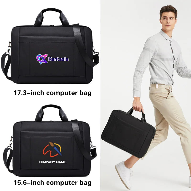 Men's Handbag Custom Image With Printed Logo Name  Business Briefcase15.6-17.3inch Nylon Waterproof Laptop Bag