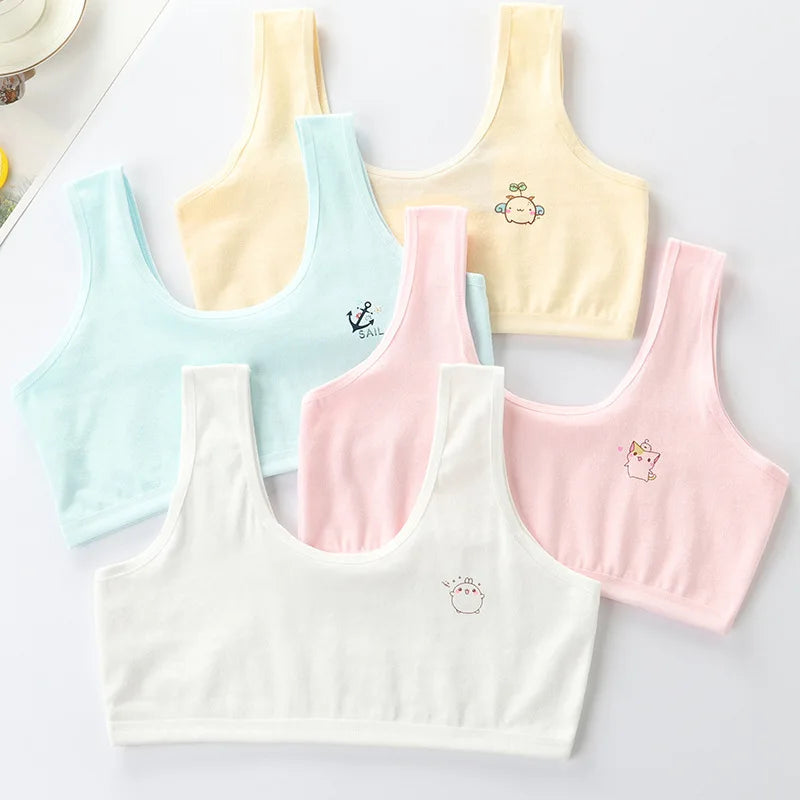 4 Pcs/Lot Girls Brassiere Cotton Underwear Back Buckle Design Adolescent Girls Training Bras Breathable Teenage Girl Tops Bra