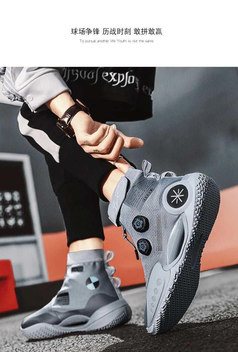 Men's Basketball Shoes Breathable Cushioning Non-Slip Wearable Runing Shoes Gym Training Athletic Basketball Sneakers for Women