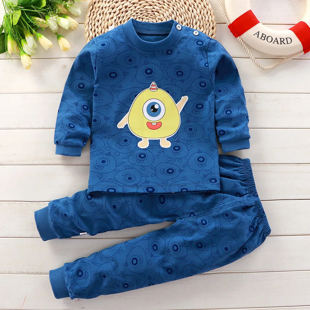 Autumn Sleepwear Pajamas For Girls Boys Long Sleeve Tops+Pants Suits Fashion Home Clothing Baby Kid Sleep Costume