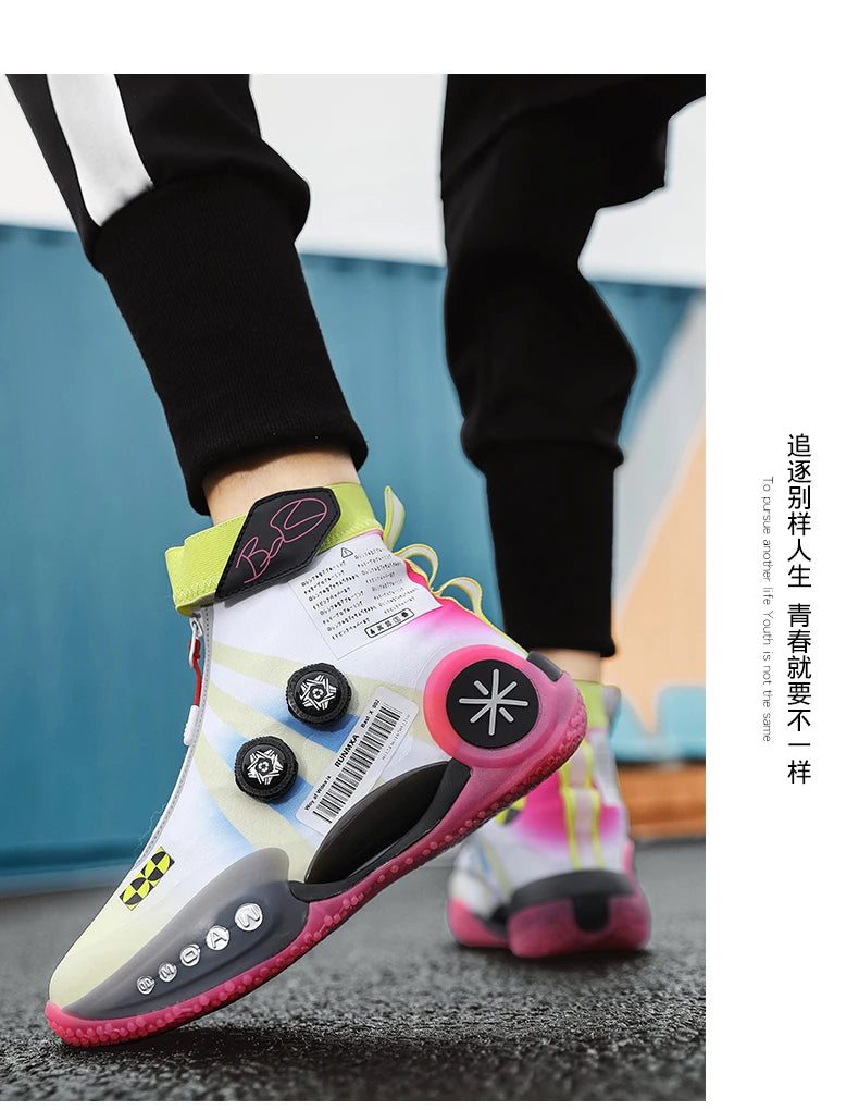 Men's Basketball Shoes Breathable Cushioning Non-Slip Wearable Runing Shoes Gym Training Athletic Basketball Sneakers for Women