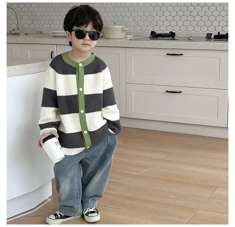 2025 Spring and Autumn New Kids pants Fashion solid color Children's straight jeans Boys loose casual denim Trousers