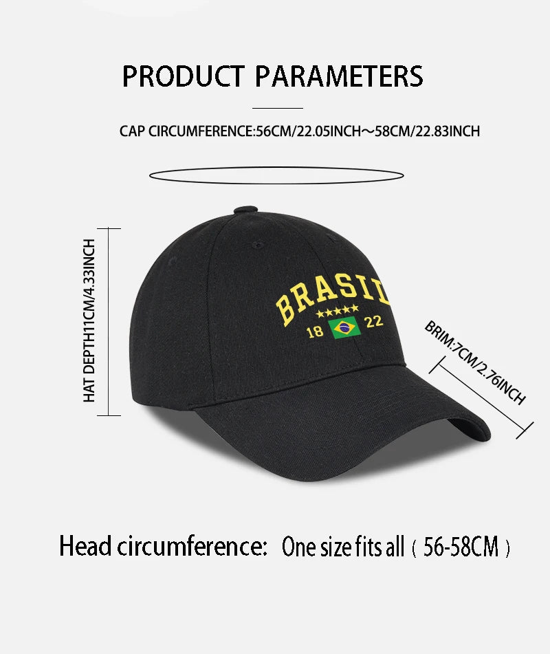 Brazil Flag Five-Star Soft-Top Baseball Cap Stylish Athletic Look Perfect for Daily Match Viewing and Outdoor Sports Great Gift
