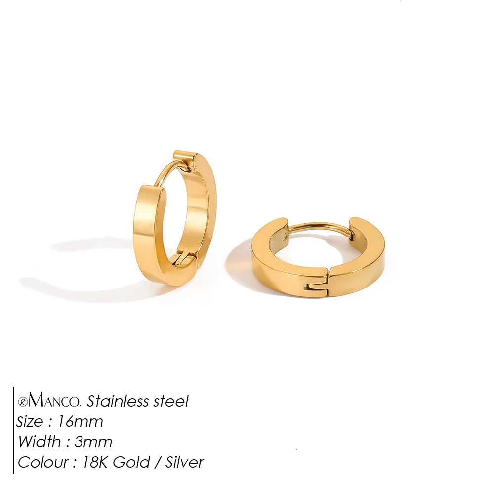 eManco Fashion Gold Size Circle Earrings Women's Jewelry Accessories Classic Stainless Steel Earrings Wholesale