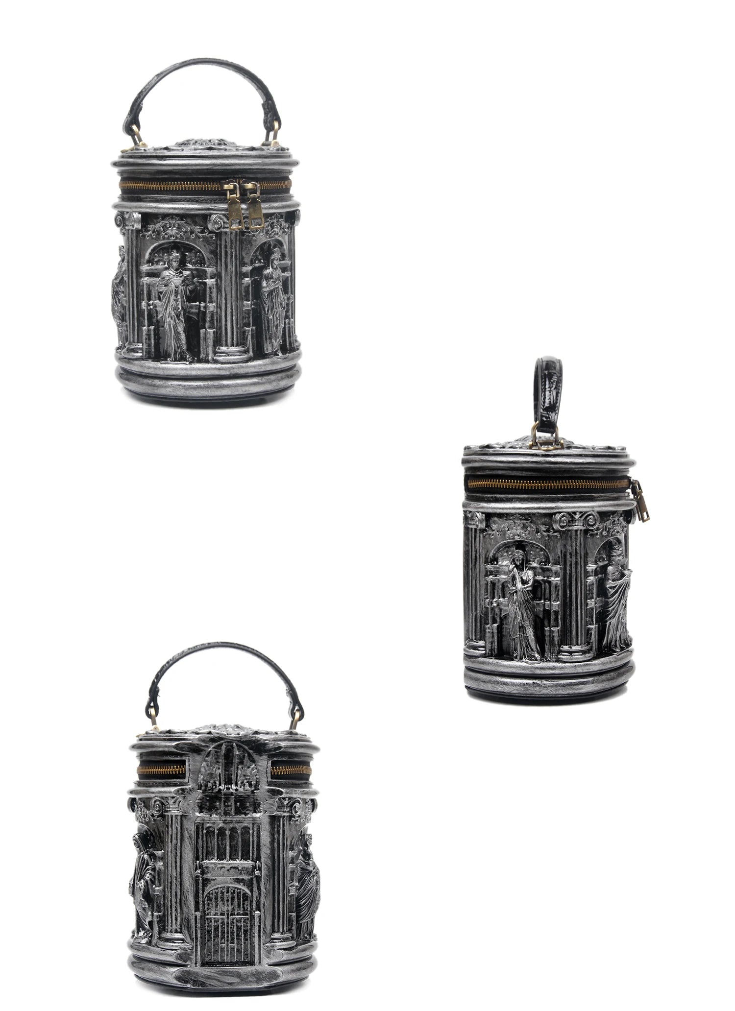 Retro Creative Unique Design Baroque Art round Cylinder Handbag Women's Fashion Crossbody Bag Handheld Bag Jarno Brand