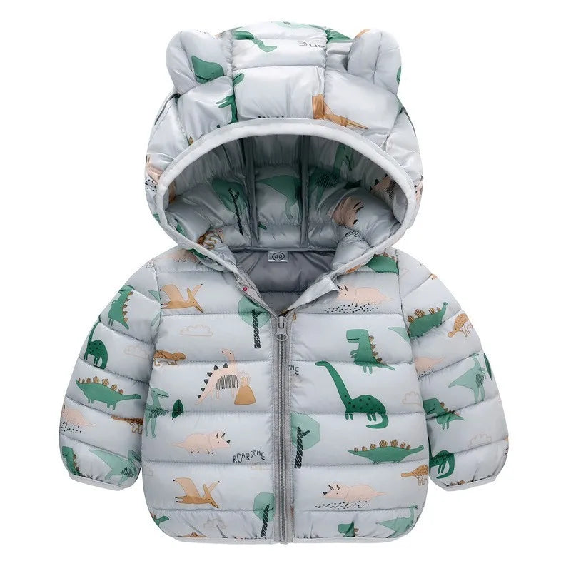 Kids Dinosaur Hooded Winter Jacket