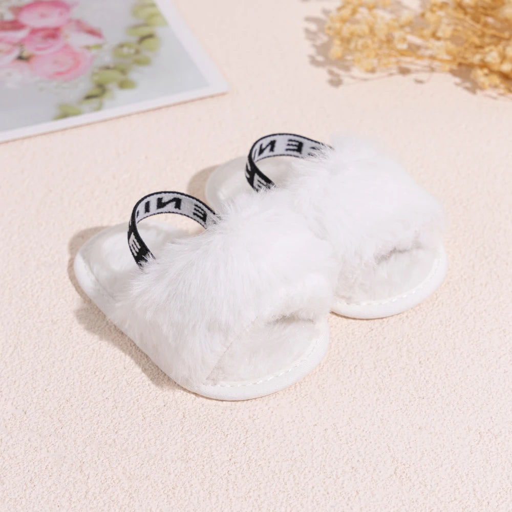Hot Sale Soft Bottom Breathable Baby Shoes 0-18 Months Simple Elastic Walking Shoes Indoor Baby Girls Non-slip Fur Sandals