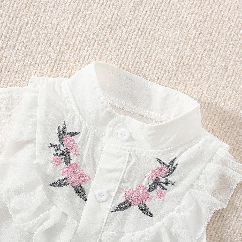 Little Blossom Floral Embroidered Cotton Set for Baby Girls 🌸