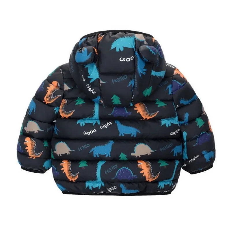 Kids Dinosaur Hooded Winter Jacket