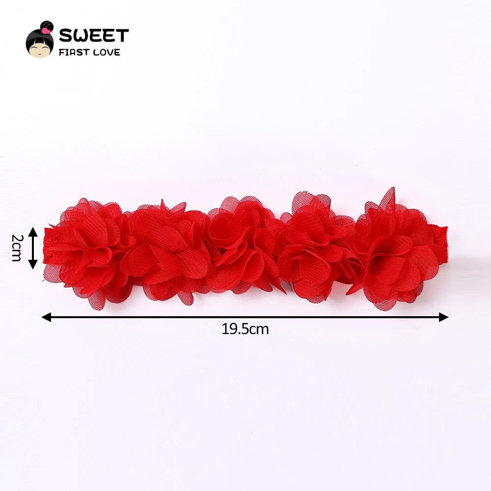 Pink Baby Flower Headband Pink Chiffon Hair Bands Handmade DIY Headwear Hair Accessories for Kids Children Newborn Toddler