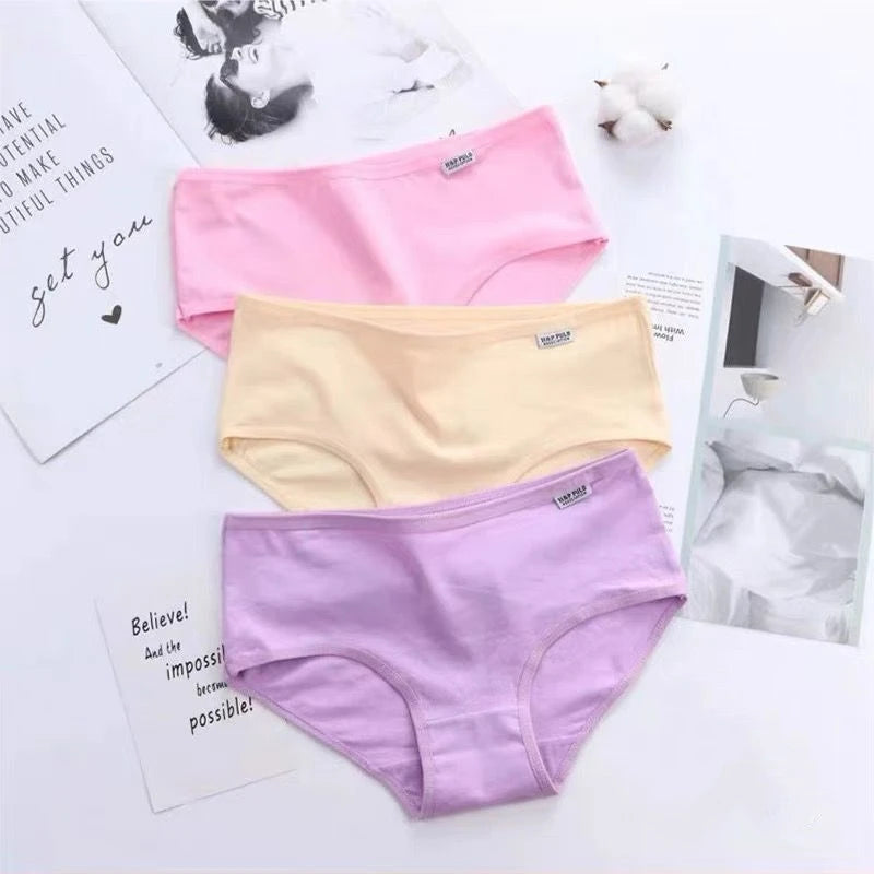4Pc Teens Teenage Panties Kids Underwear Children Cotton Kids Girls Solid Color Puberty 10-16years