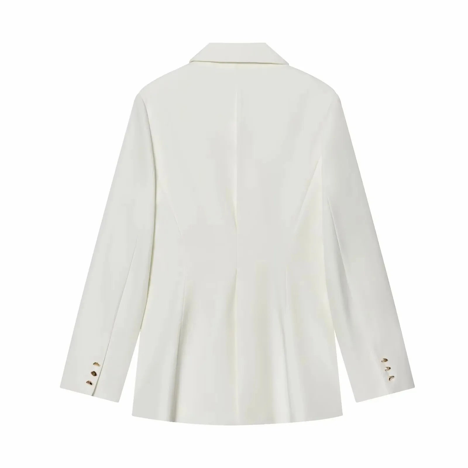 Women Suit Pants Two-Piece Set Buckle Decoration Long Sleeve Blazer Coat + Straight-Leg Pants 2 Pieces Sets Chic Woman Outfits
