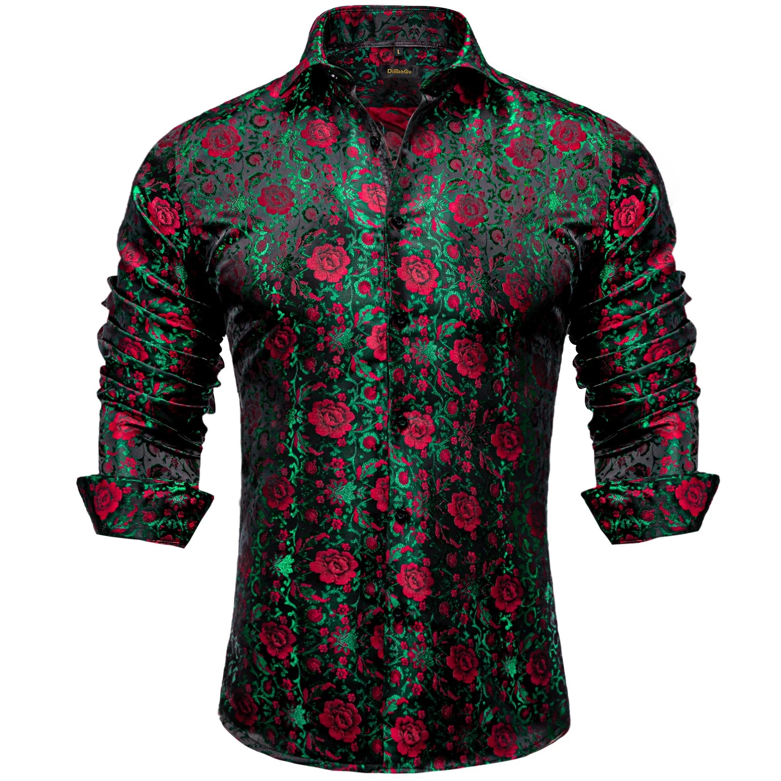 Luxury Men Dress Shirt Formal Prom Tuxedo Long Sleeve Polyester Golden Color Paisley Black Shirts Blouse Men Clothing