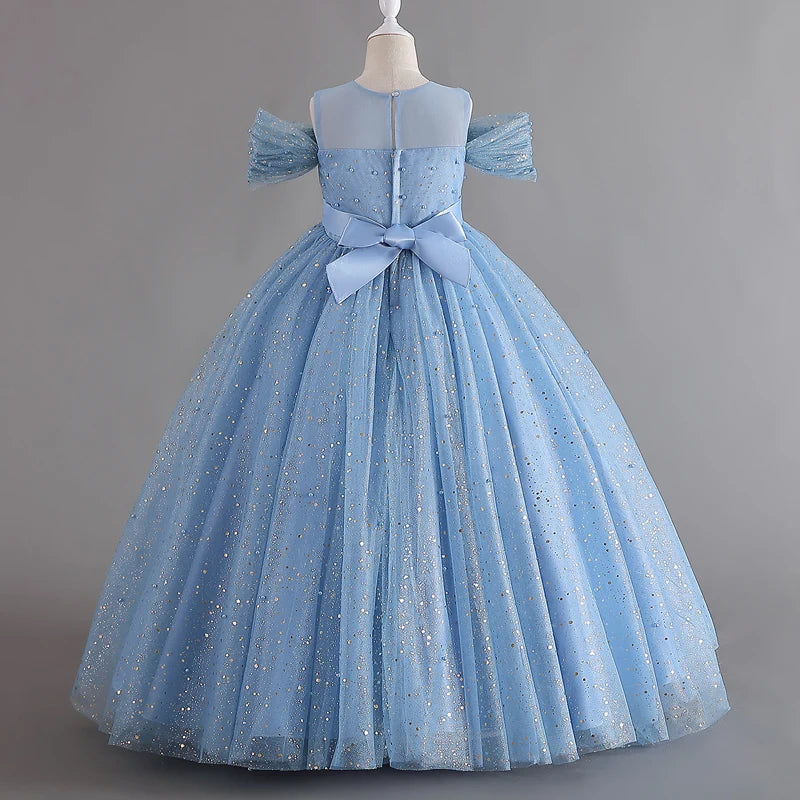 1308 Baby Dresses For Eid 2023 Girls' Sleeveless Mesh Puffy Princess Length Rainbow Skirt Dinner Piano Performance