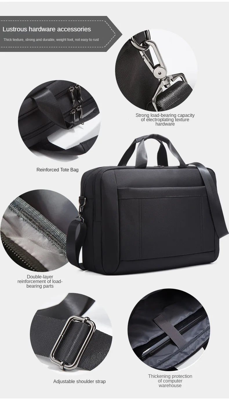 Men's Handbag Custom Image With Printed Logo Name  Business Briefcase15.6-17.3inch Nylon Waterproof Laptop Bag