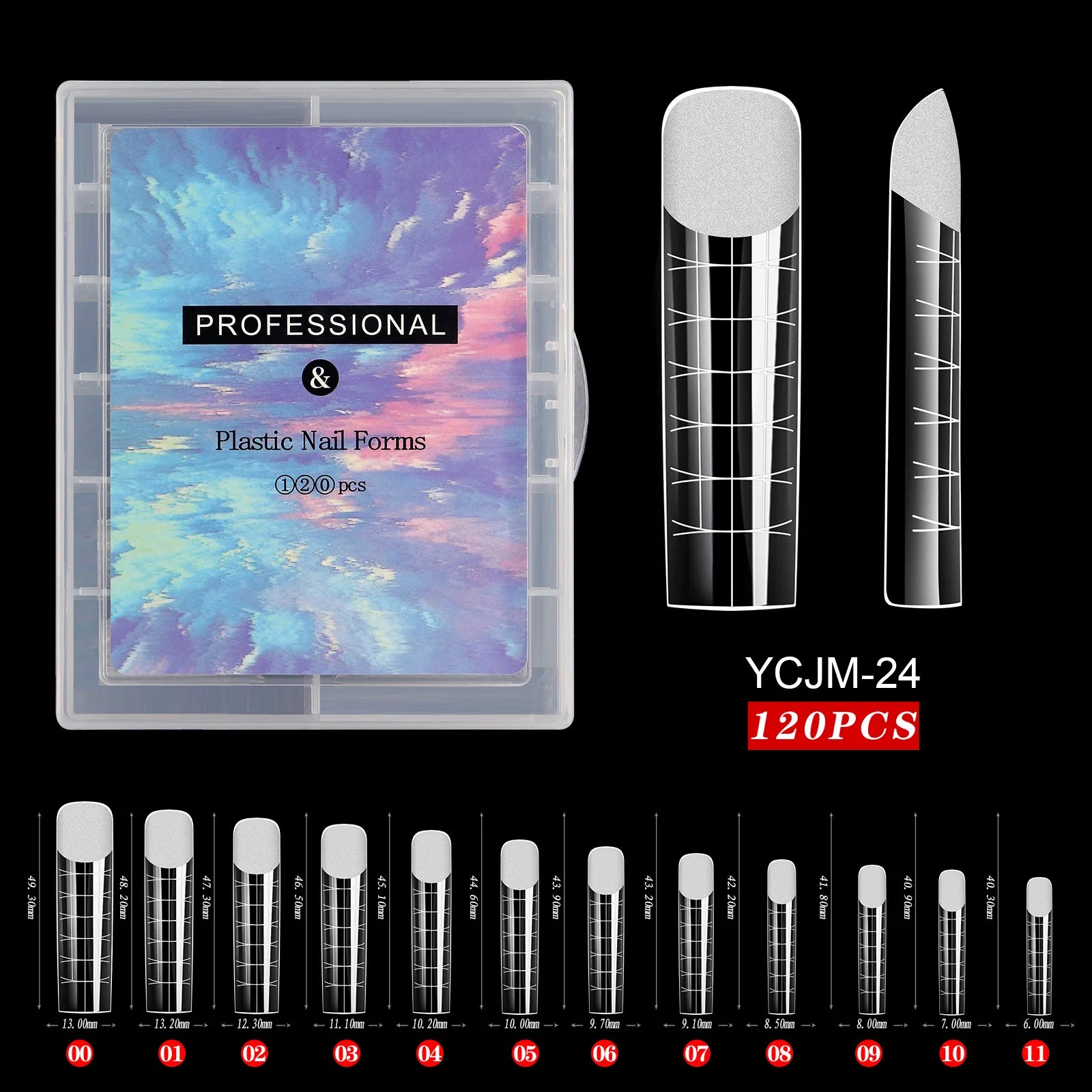 120 Pcs/Set Clear Dual Forms False Nails Full Cover Quick Building Gel Mold Tips Nail Extension Molds Upper Forms For Nails Tips