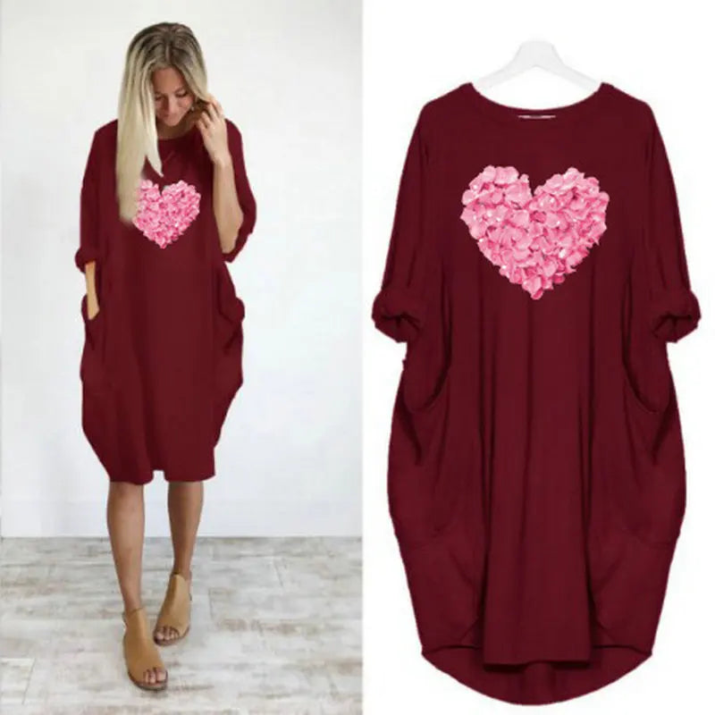 Women's Loose  Long Sleeved Summer Plus Size Dress Autumn  Winter  Joke T-shirt Summer O Neck Short Sleeve Graphic T Shirts