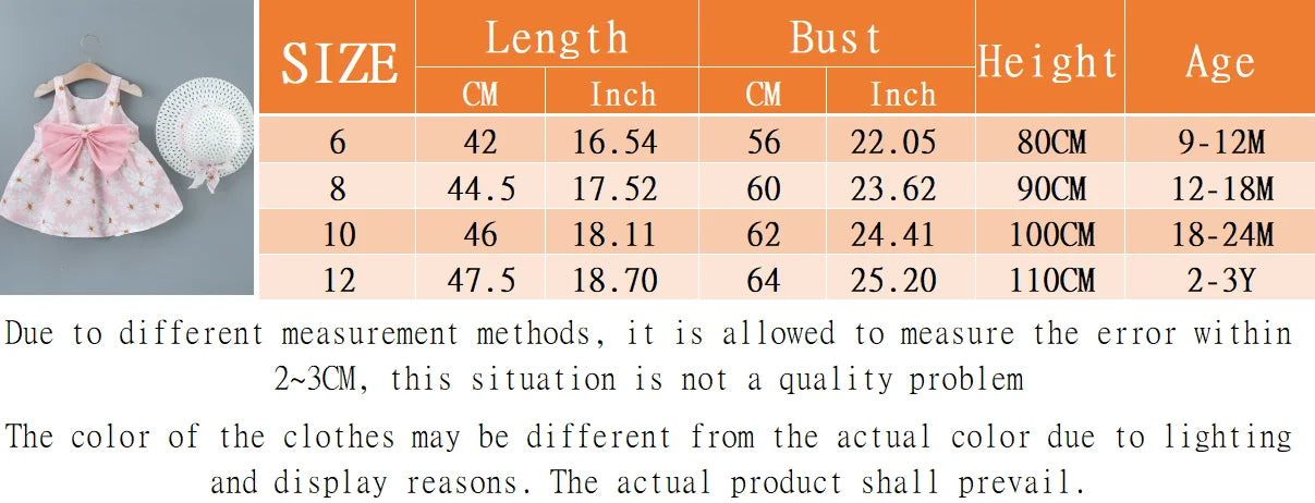 Baby Girl Dress Summer Bow And Full Print Daisy Pattern Suspender Beach Baby Dresses Cute Casual Baby Girl Clothes With Hat ﻿