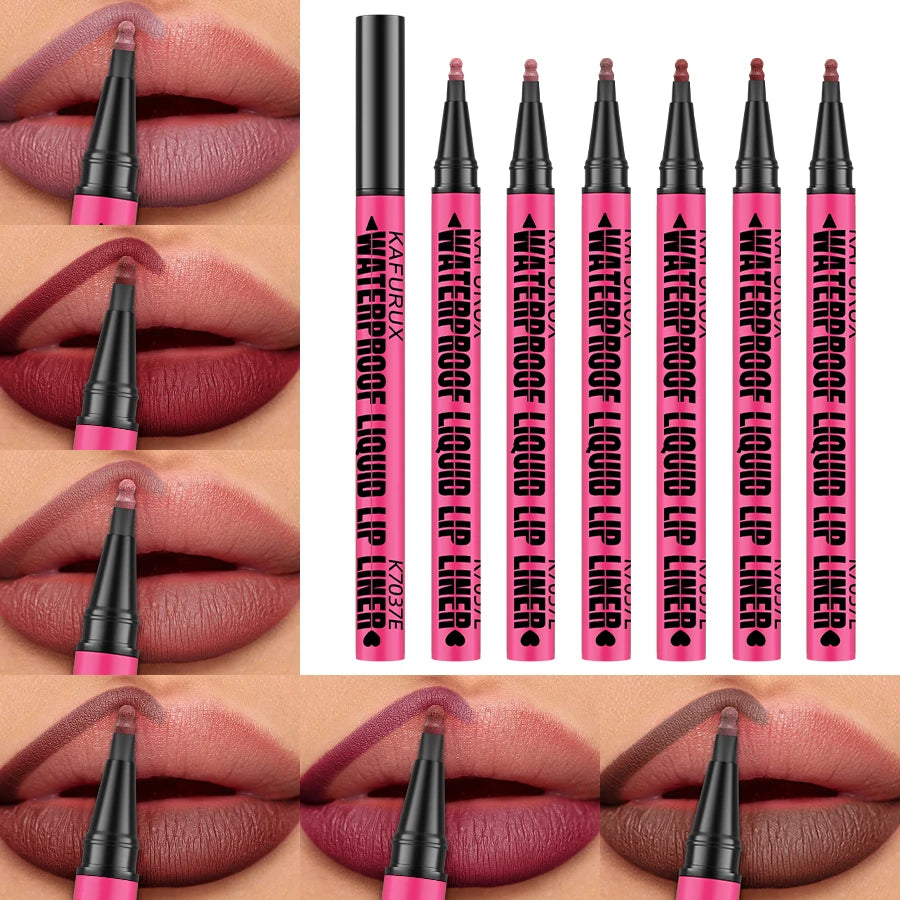 Lip Liner Waterproof, Sweatproof, Matte Multi-color Correcting Liquid Lipstick Pen Sexy Red Brown Lip Makeup for Women Gifts