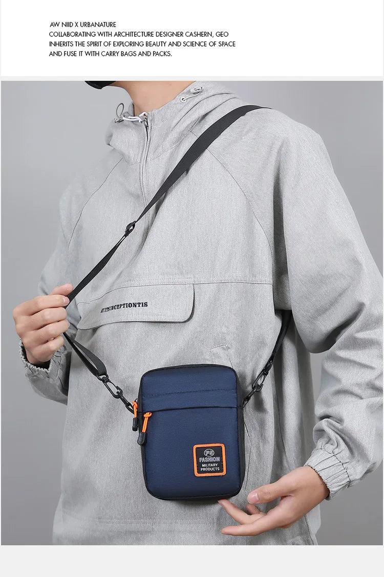 Men's Business Shoulder Bag Casual Man's Messenger Bag Durable Male Handbag Waterproof Oxford Cloth Bag Mini Mobile Phone Bags