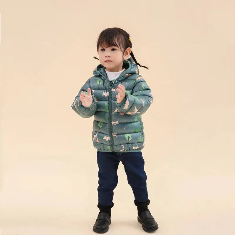 Kids Dinosaur Hooded Winter Jacket