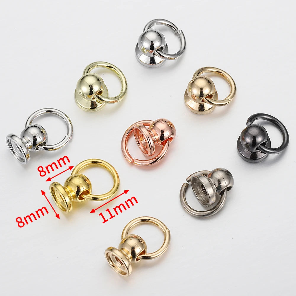 20set Metal Ball Post with O Ring Studs Rivets Nail Screw Back Round Head Spot Spikes Leather Craft Phone Case Decor Accessories
