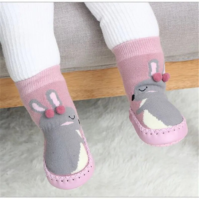 Toddler Winter Indoor Sock Shoes with Rubber Soles