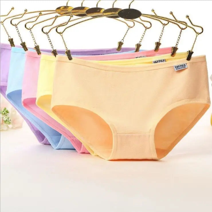 4Pc Teens Teenage Panties Kids Underwear Children Cotton Kids Girls Solid Color Puberty 10-16years