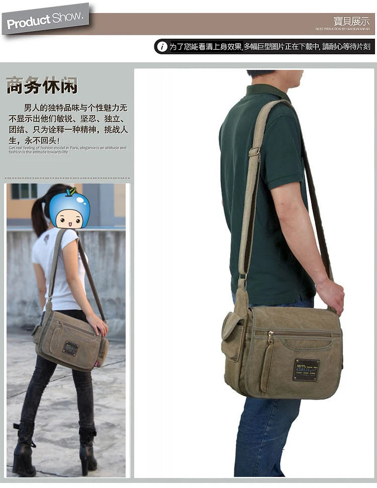 Men's Vintage Canvas Bag Men Casual Crossbody Bag For Men Messenger Bag Man Travel Shoulder Bags Bolsa Masculina High Quality