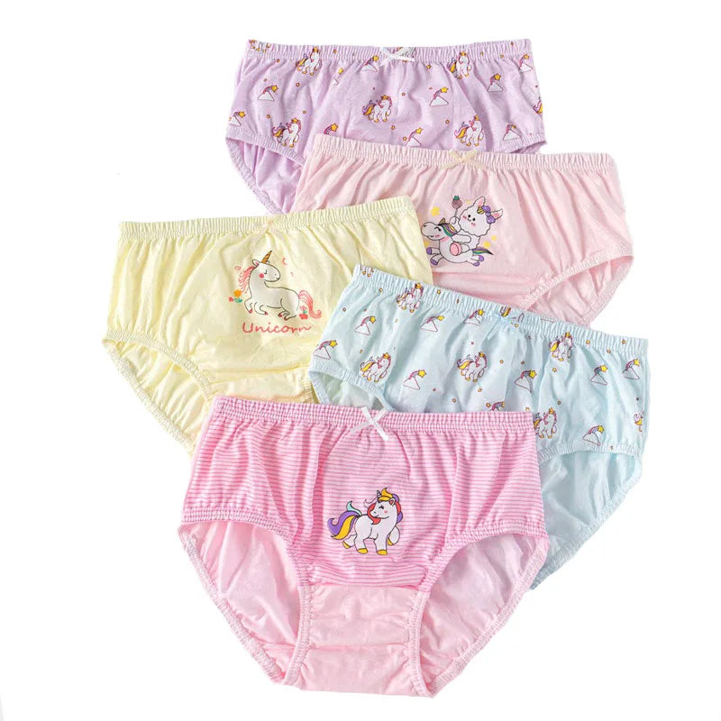 5/10Pcs Cotton Girls Panties Rainbow Unicorn Lovely Cartoon Children Triangle Underwear Soft Breathable Preschool Girls Briefs