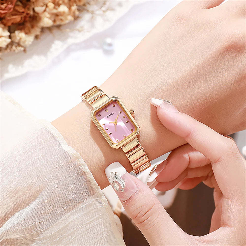 Luxury Ladies Watch 2025 Hot Simple Square Quartz Watches Fashion Stainless Steel Women's Dress Clock Gift Wristwatch