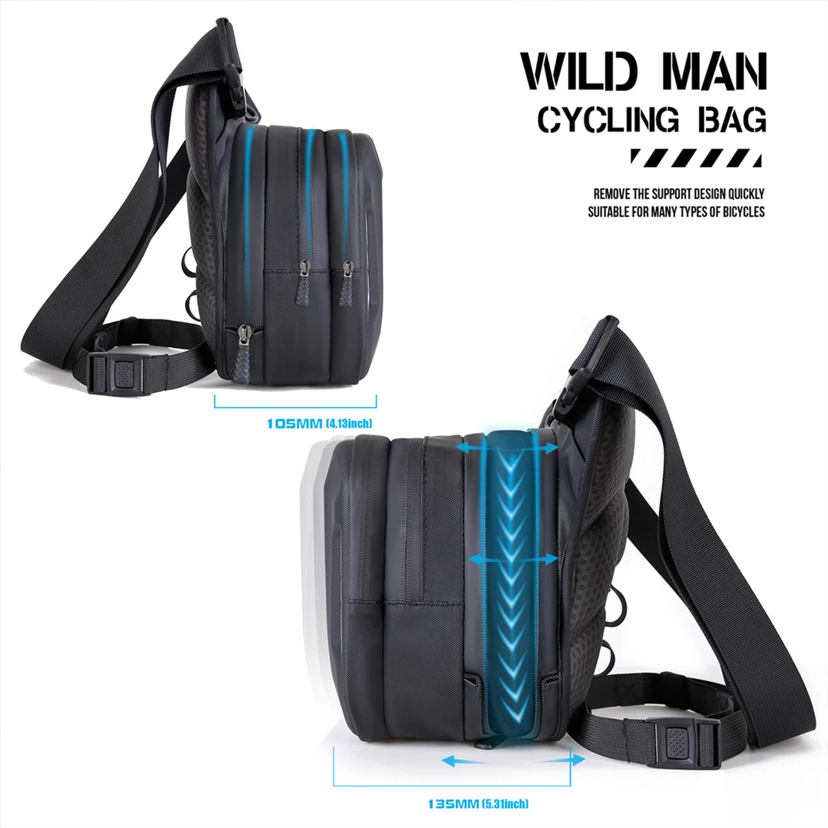WILD MAN Motorcycle Leg Bag for Men - Riding Waist Bag, Biker Motorcycle Hard Shell Bag, Sports Messenger Bag, Travel Equipment