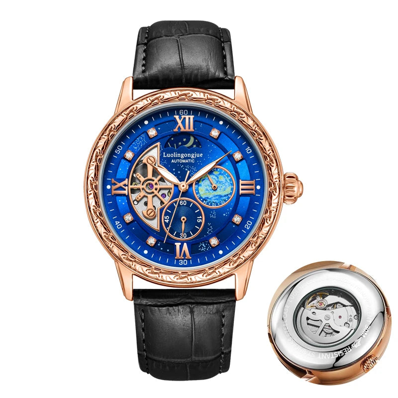 Luxurious Men's Business Automatic Mechanical Watch, with a Skeleton Design, Stylish, Casual, Simple, Versatile, and Multifunctional, a Handsome Watch for Men That Combines Luxury and Fashion, Perfect as a Gift during Holiday