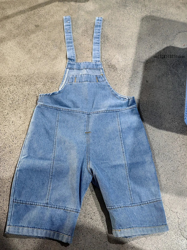 2025 Autumn New Children Loose Overalls boys girls casual all-match denim Trousers Spring Fall Solid Outwear 1-7Y Kids bib pants